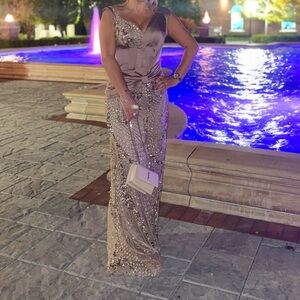 Elegant Gold Sequin Prom Dress